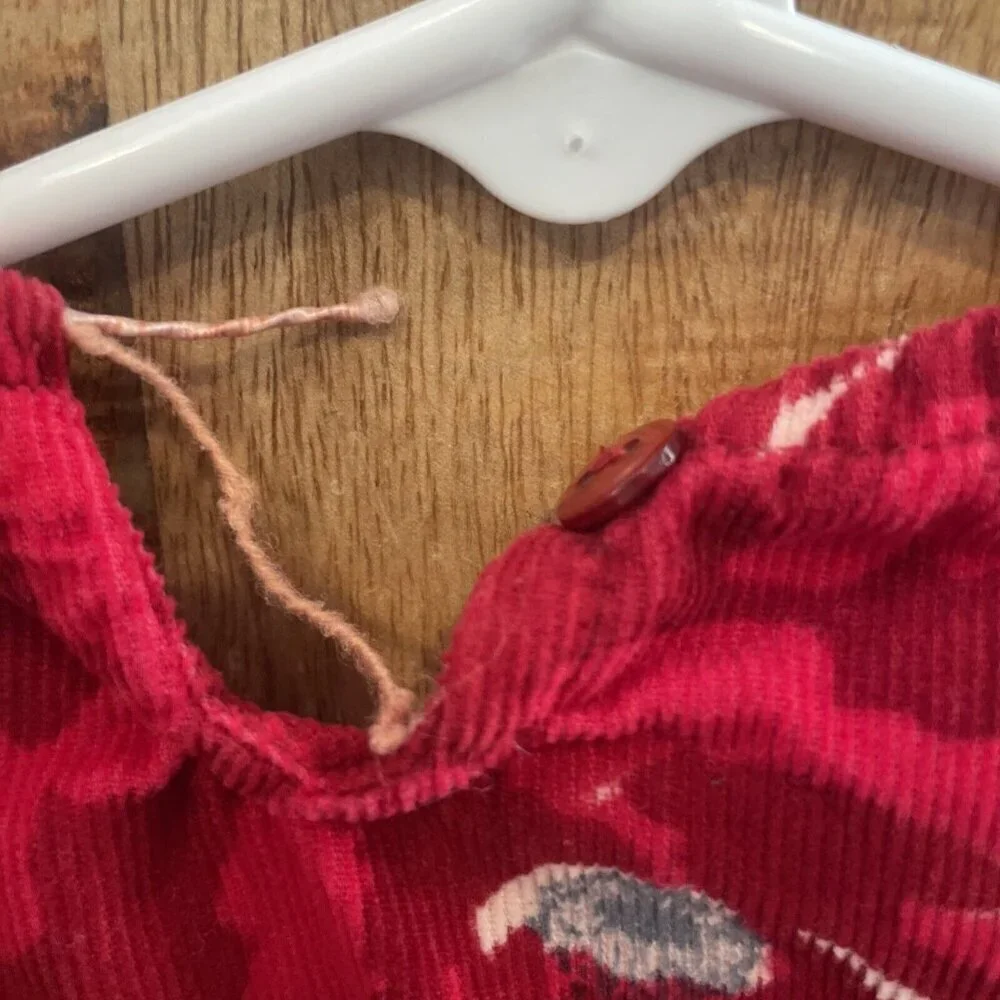 GARNET HILL KIDS CORDUROY Long Sleeve DRESS Size 2 Red Floral Winter